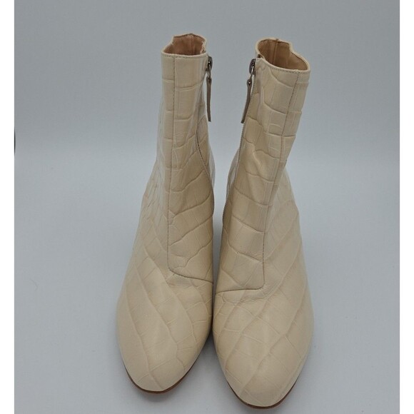 Schutz Women's Size 10B Leather Croco Ankle Boots Lupe Eggshell Side Zip EUC - Picture 3 of 10